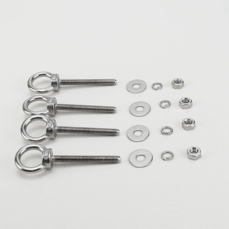 QWETRY M6 Stainless Steel Eye Bolts with Nuts Washer 4 Pack, M6 x 50mm(1/4" x 2 inch) Long Shoulder Lifting Eye Bolt for Swing Truck, Heavy Duty Threaded Eyebolts for Tie Down Outdoor Deck - Image 4